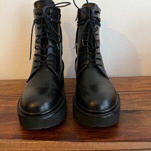 Black Leather Koio Cortina Combat Boots